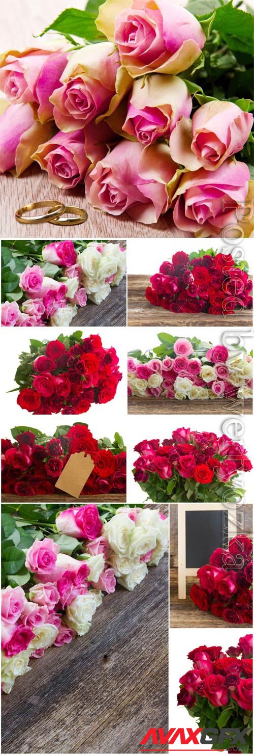 Bouquets of lovely roses stock photo