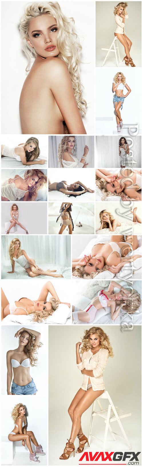 Beautiful blonde girls in lingerie stock photo