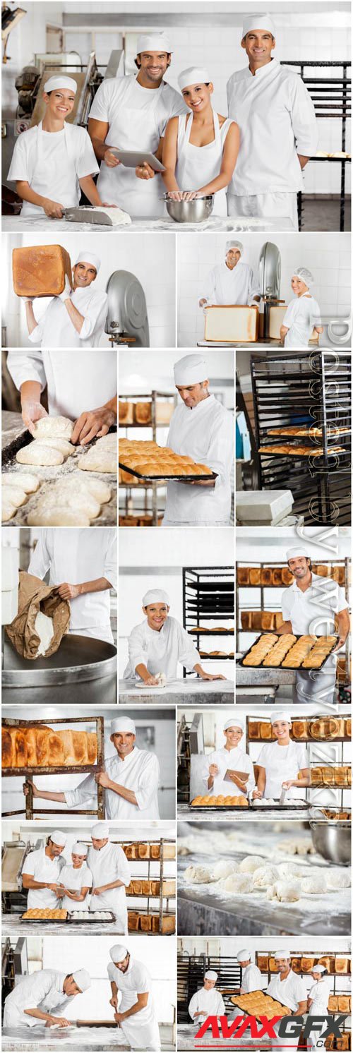 People working in a bakery stock photo