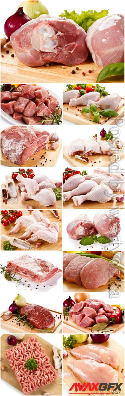 Fresh pork and chicken meat stock photo