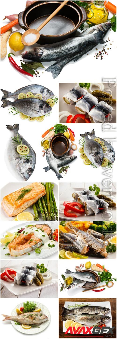 Fish with lemon and spices stock photo