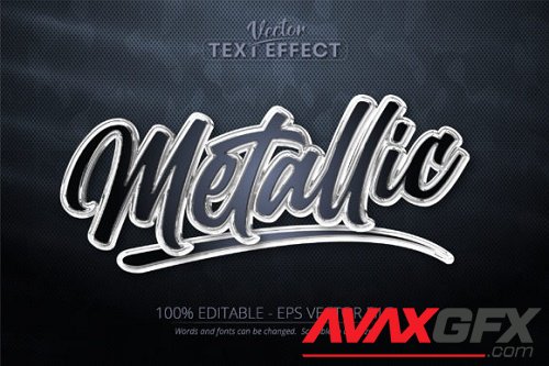 Metallic Editable Text Effect - shiny silver color style editable text effect