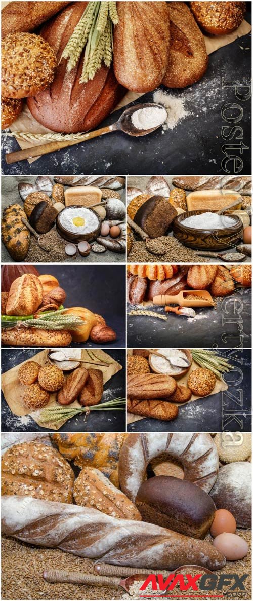 Bread flour and wheat stock photo