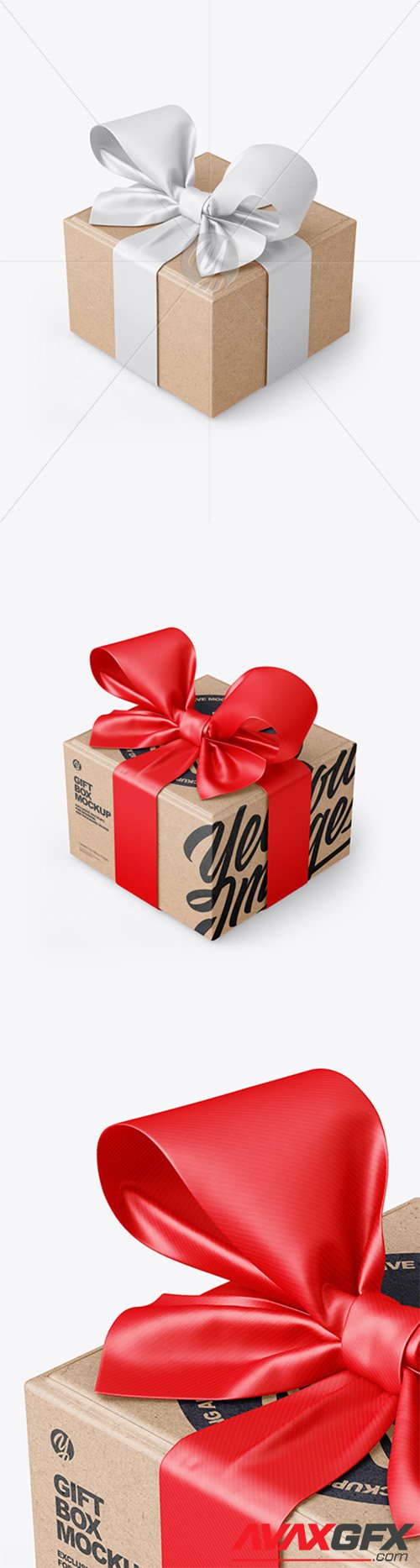 Kraft Paper Gift Box With Tied Bow Mockup 79780