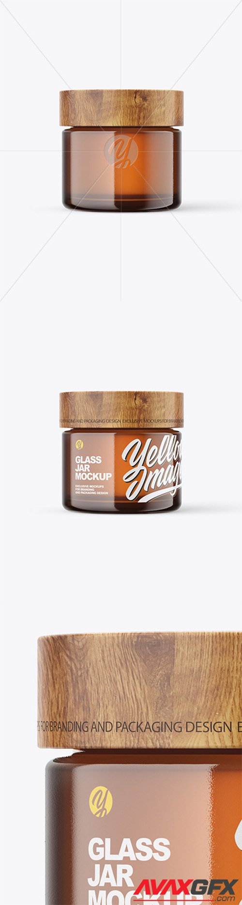 60ml Amber Glass Jar W/ Wooden Lid Mockup 80175