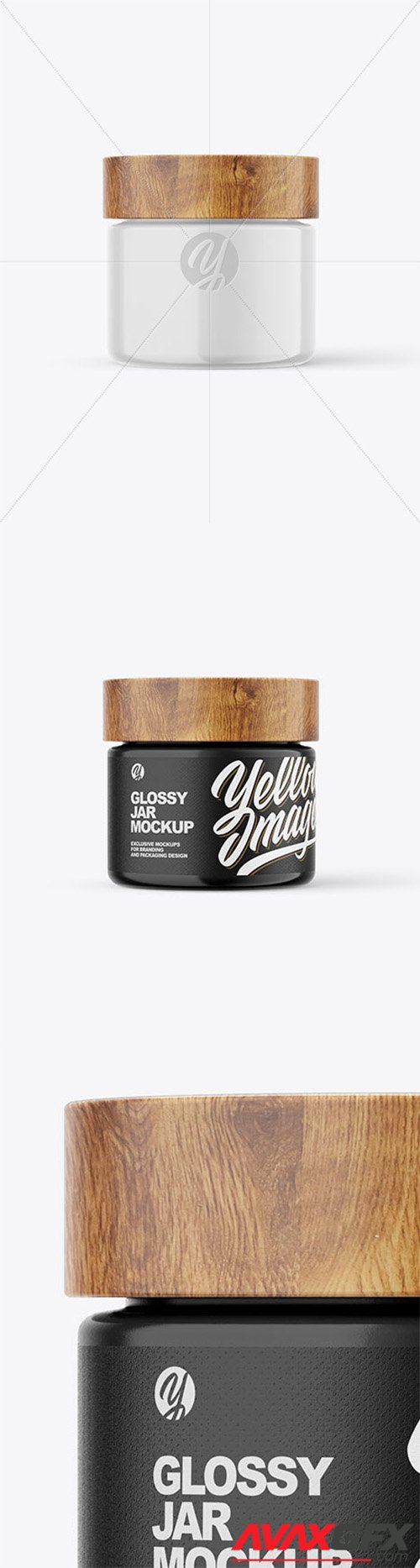 60ml Glossy Jar W/ Wooden Lid Mockup 80016