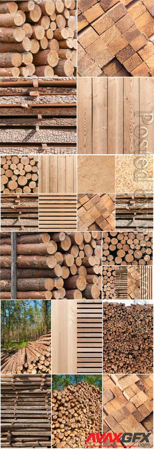 Wood, firewood and boards stock photo