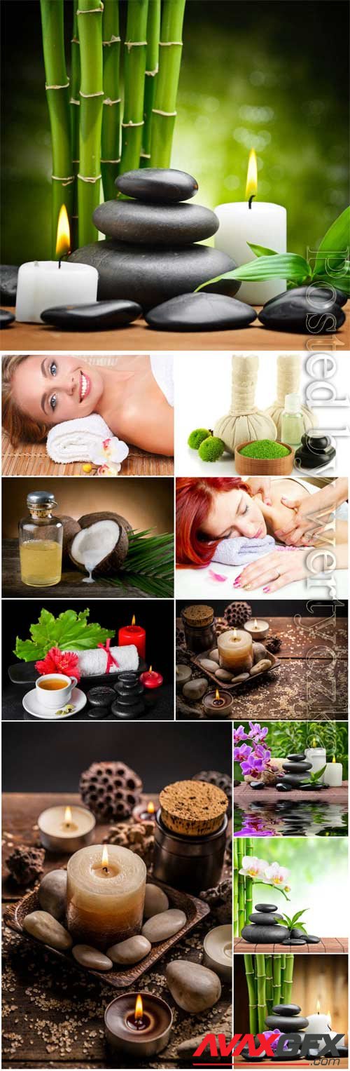 Spa composition and girls stock photo