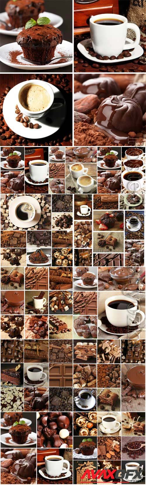 Chocolate and coffee stock photo