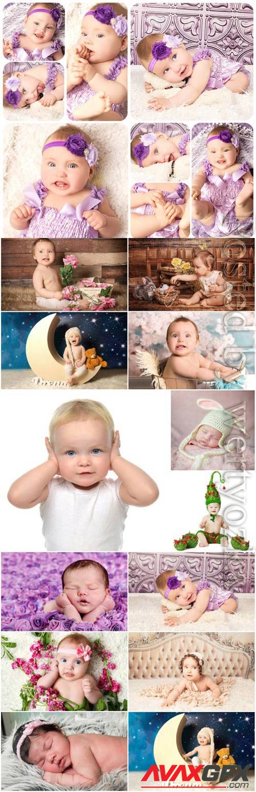 Little kids posing in studio stock photo