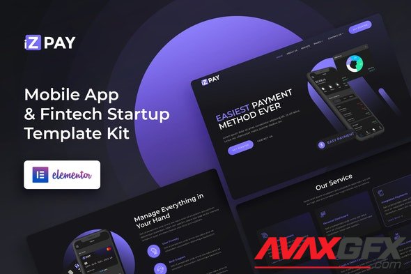 ThemeForest - iZPAY v1.0.1 - Mobile App & Fintech Startup Elementor Template Kit - 30074905