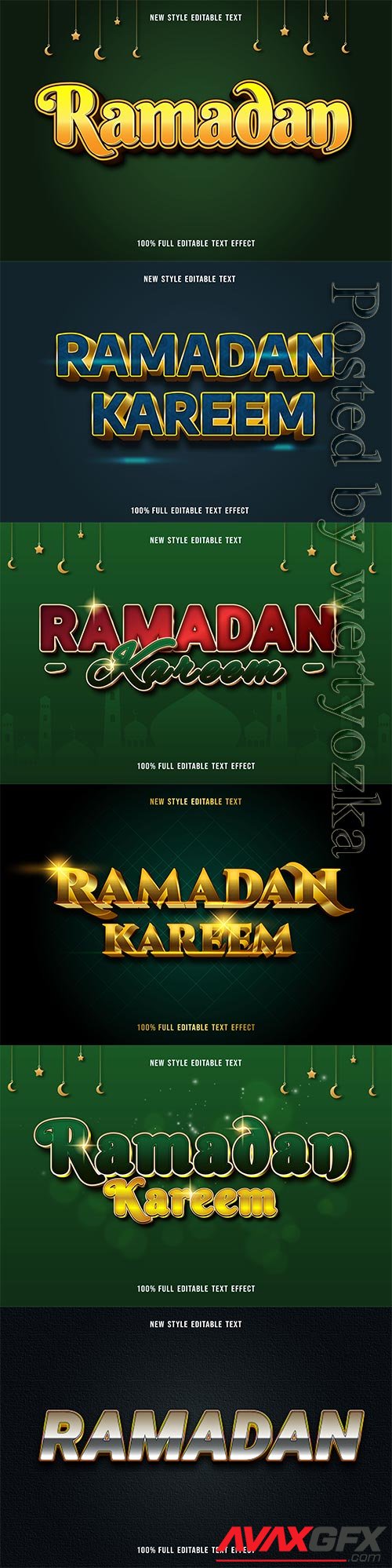 Ramadan kareem, eid mubarak vector text effect vol 3