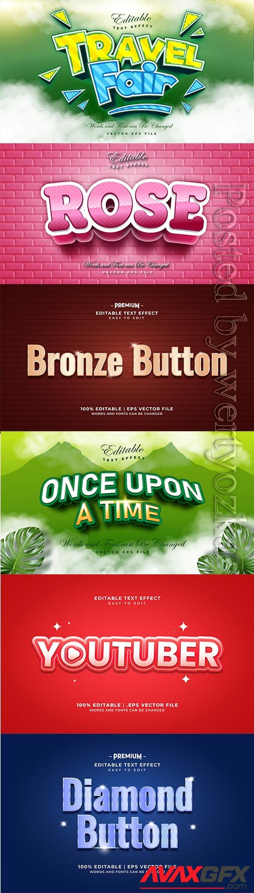 3d editable text style effect vector vol 398