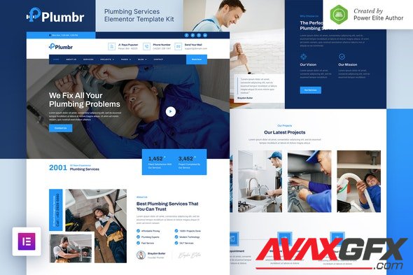 ThemeForest - Plumbr v1.0.0 - Plumbing Services Elementor Template Kit - 32223594