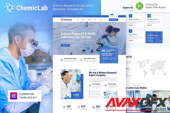 ThemeForest - ChemicLab v1.0.0 - Science Research Laboratory Elementor Template Kit - 32223328
