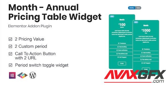 CodeCanyon - Month v1.2.0 - Annual Pricing Table Widget For Elementor - 29574710