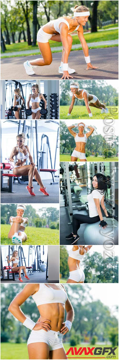 Girls doing sports stock photo