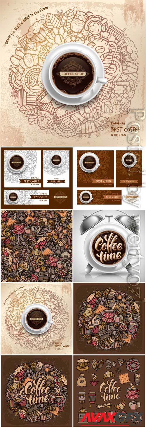 Coffee elements creative in vector