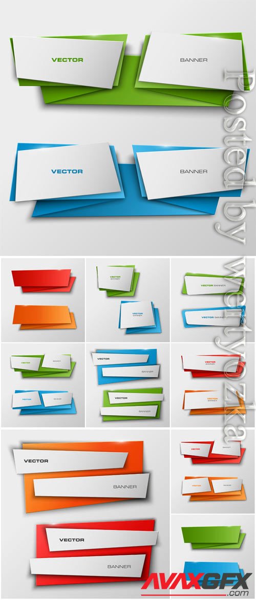 Colored banners in the form of origami in vector