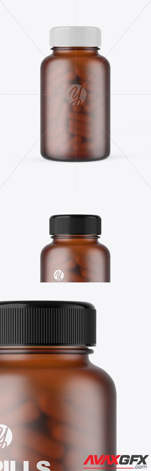 Frosted Amber Pills Bottle Mockup 79758