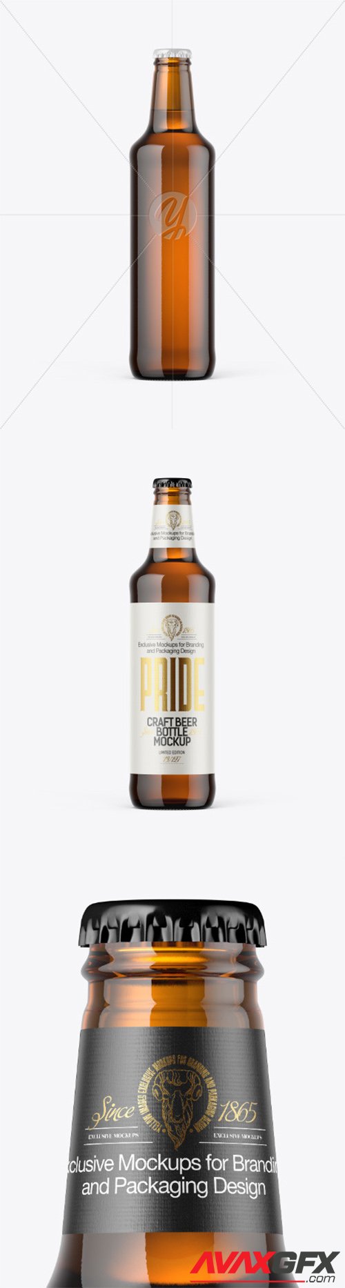 500ml Amber Craft Beer Bottle Mockup 79532