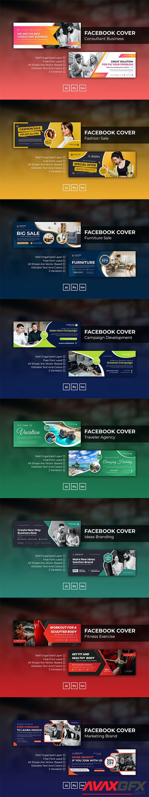 8 Facebook Covers Pack