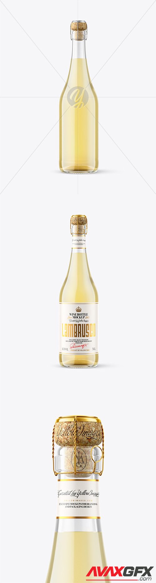 Clear Glass Bottle w/ White Wine Mockup 79791