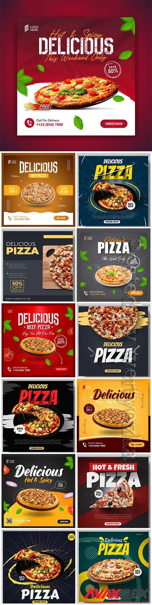 Pizza food social media promotion and banner post template