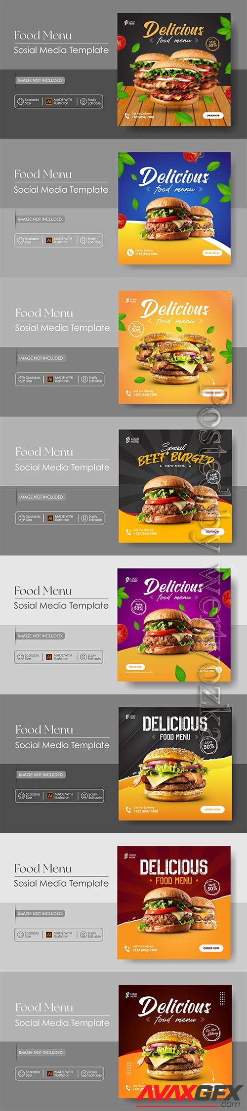 Burger food sosial media promotion and instagram design template