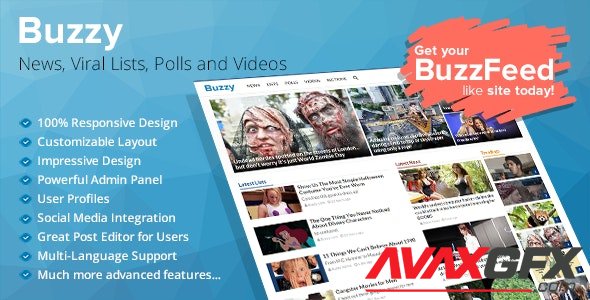 CodeCanyon - Buzzy v4.0.1 - News, Viral Lists, Polls and Videos - 13300279 - NULLED