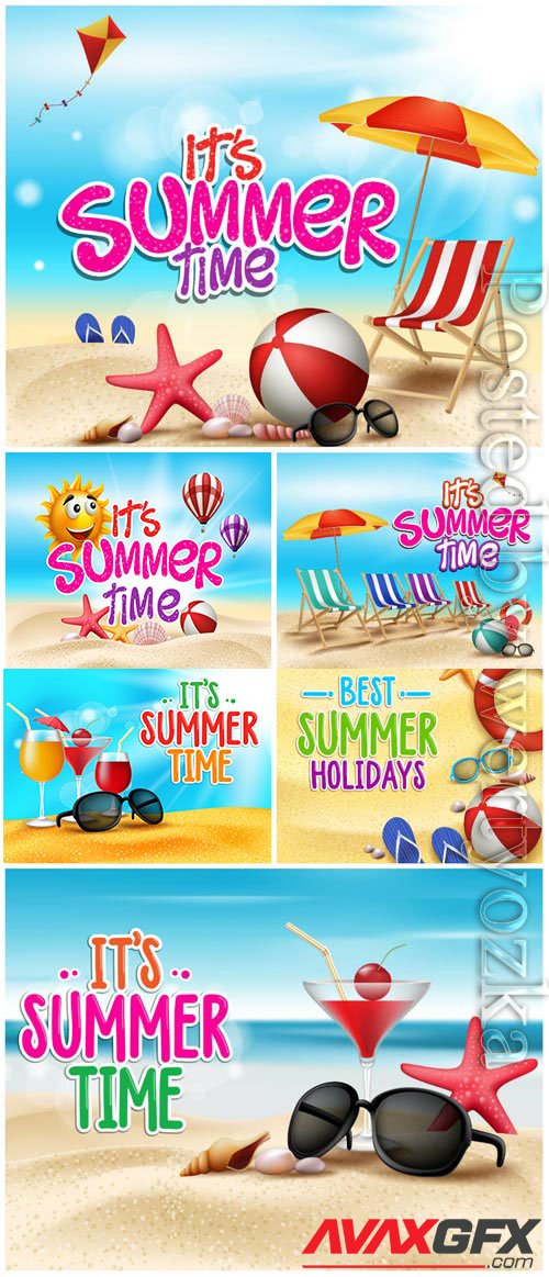Summer backgrounds, sea and sand in vector