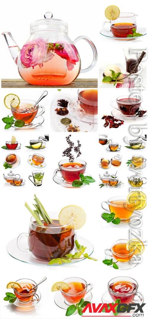Tea with mint and lemon stock photo