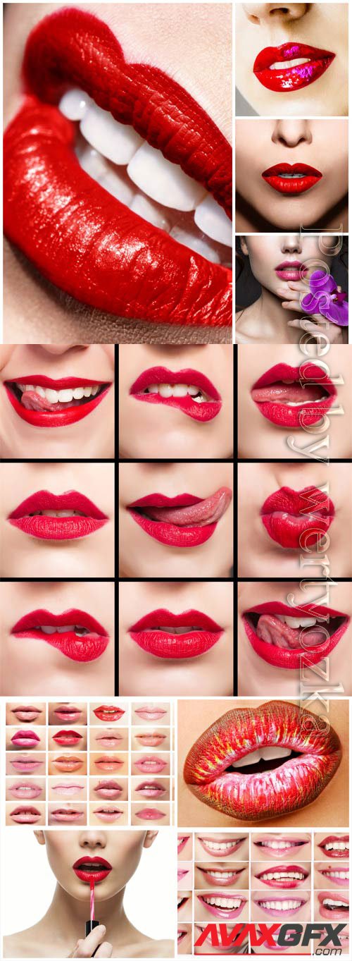 Lips and lipstick stock photo