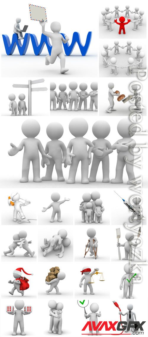 3d people in various poses stock photo