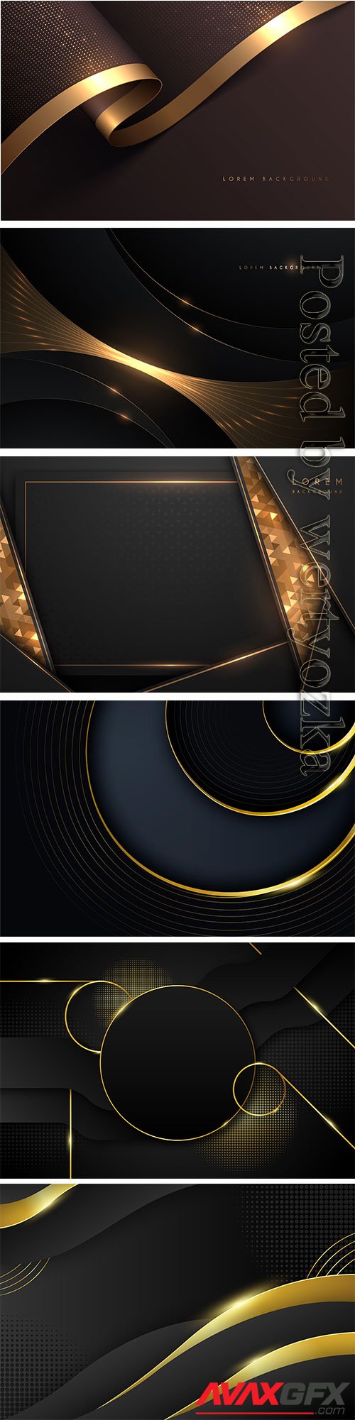 Luxury black abstract background with golden lines