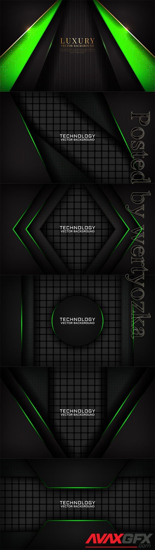 Abstract 3d black and green design technology background with light effect