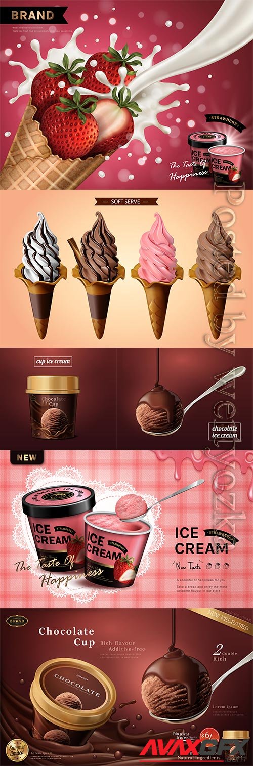 Ice cream shop and summer season in vector