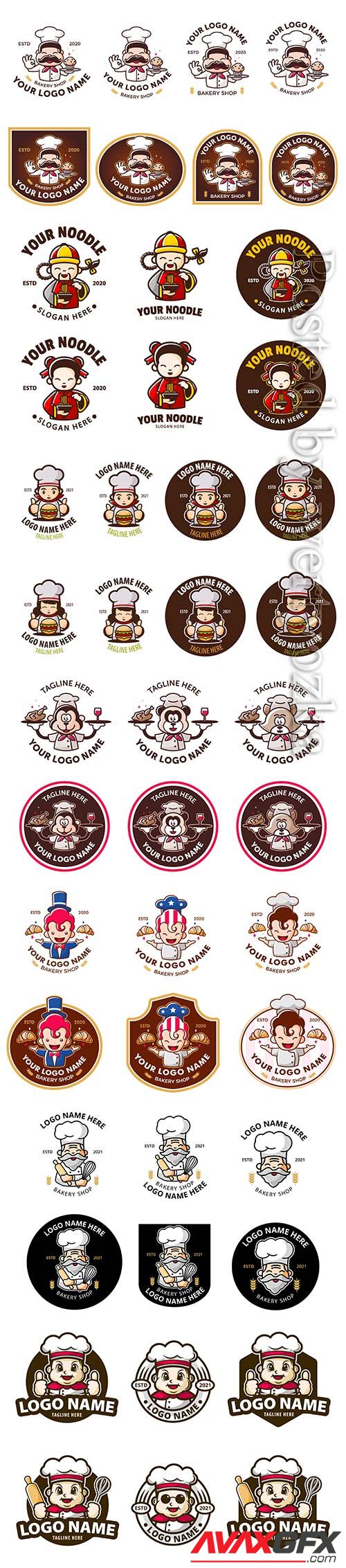 Fat chef logo vector sets