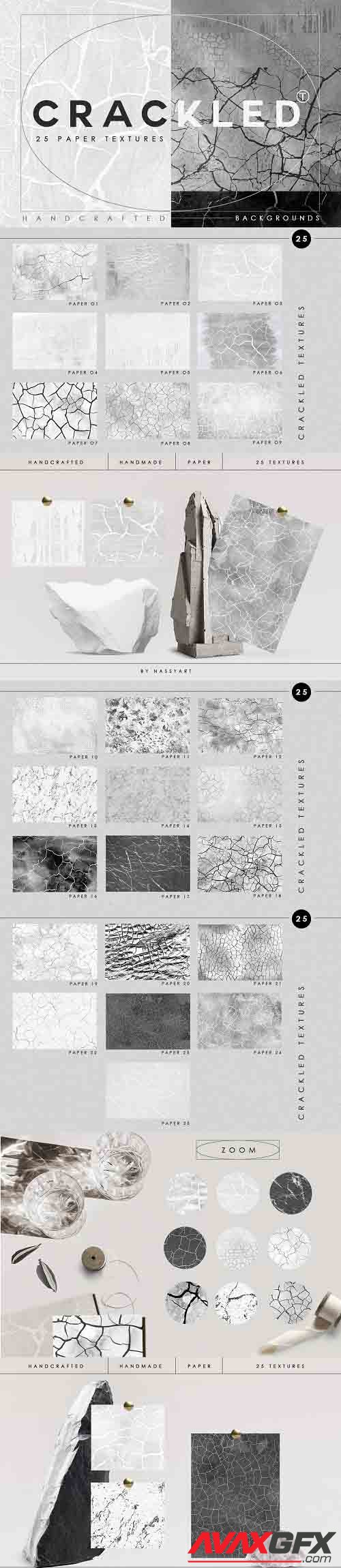 Abstract Crackled Paper Textures - 6189945