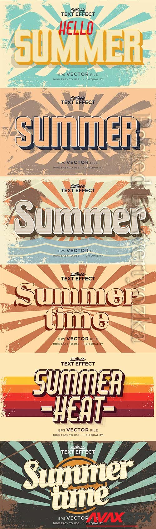 Text style effect, retro summer text in grunge style vol 2