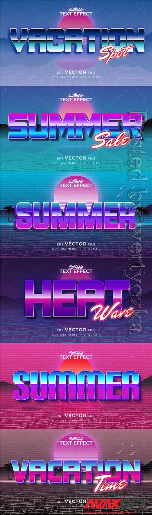 Text style effect, retro summer text in grunge style vol 7