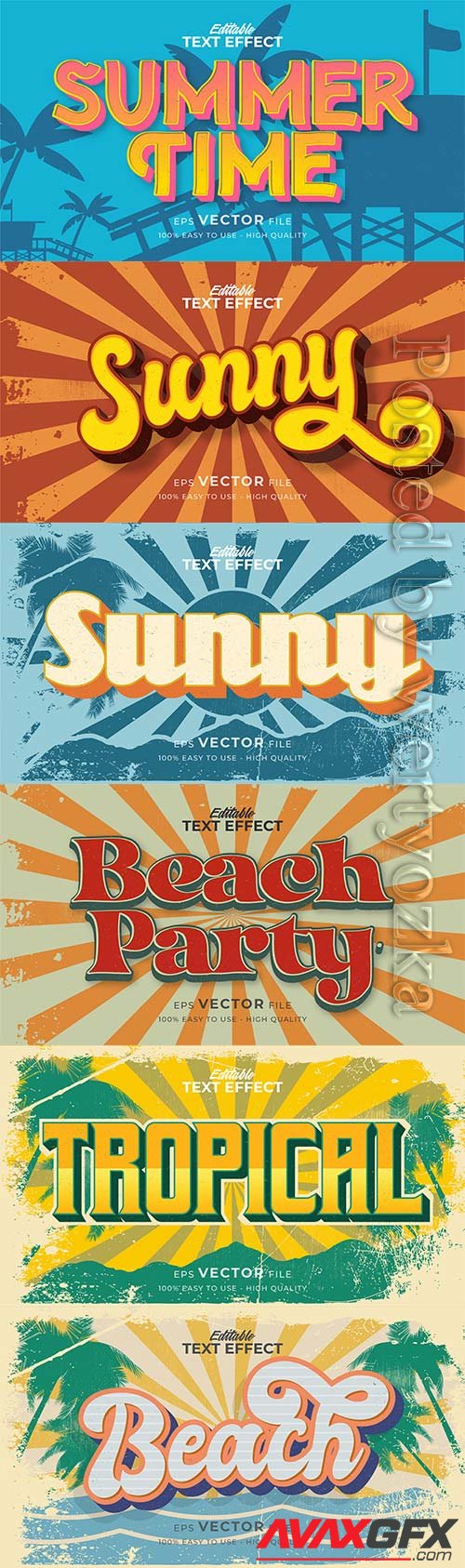 Text style effect, retro summer text in grunge style vol 3