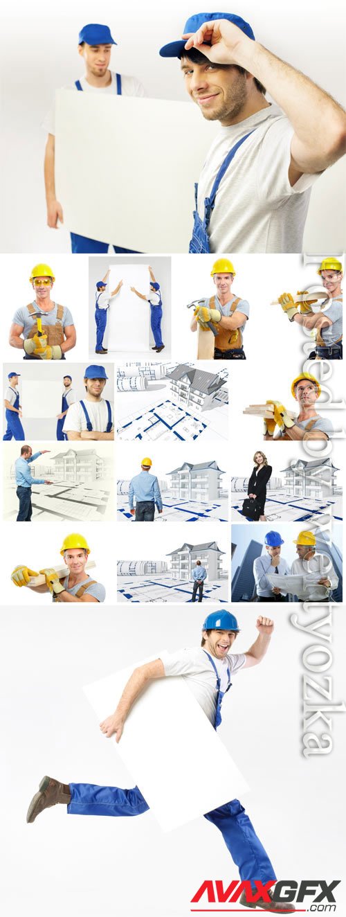 House builders, handymen stock photo