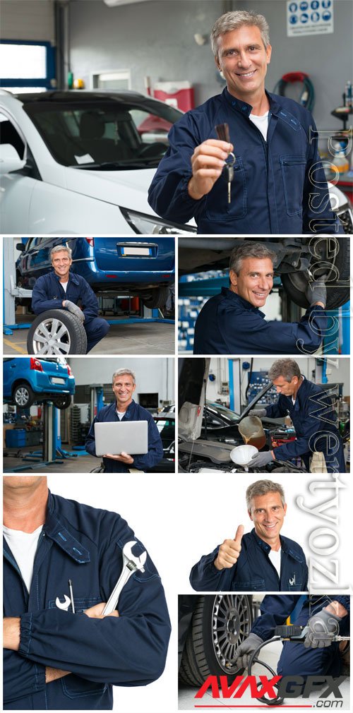 Auto mechanic at one hundred stock photo