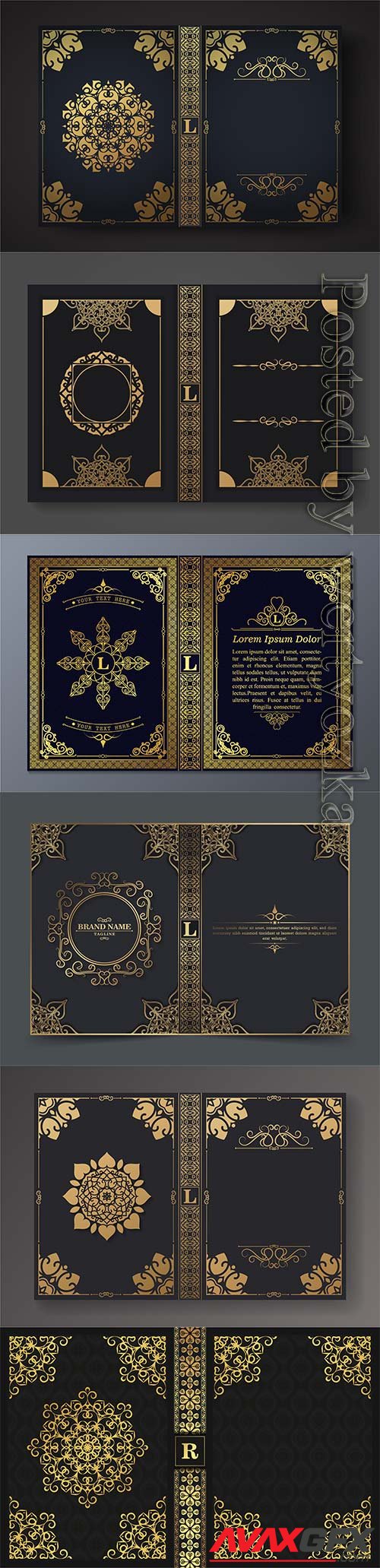 Luxury ornamental book cover design in vector