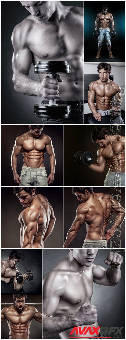 Muscular strong men stock photo
