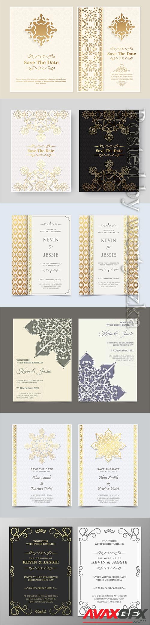 Luxury wedding vector  invitation with border ornaments