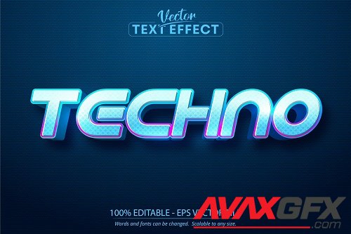 Techno text, neon style editable text effect - 1408904