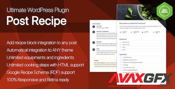 CodeCanyon - Ultimate Post Recipe v1.0.0 - Responsive WordPress Posts Cooking Recipes plugin - 32470950