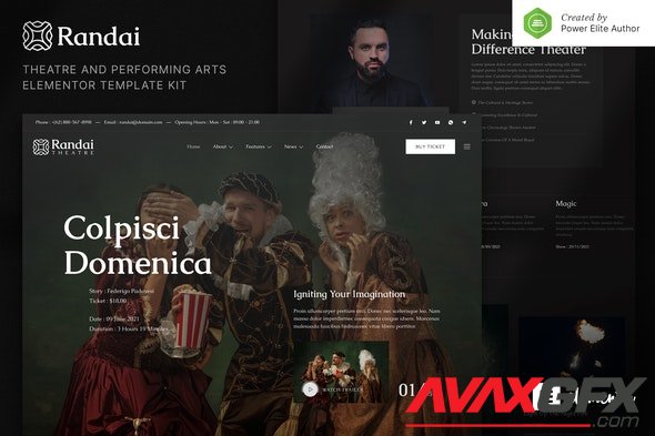 ThemeForest - Randai v1.0.0 - Theater Entertainment & Performing Arts Elementor Template Kit - 32401602